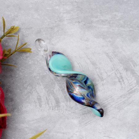 Twist Leaf Multicolor Lampwork Glass Pendant for Necklace - 1 Piece